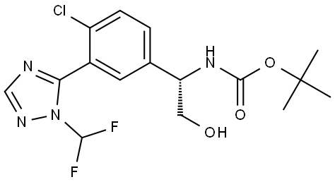 tert-butyl (S)-(1-(4-chloro-3-(1-(difluoromethyl)-1H-1,2,4-triazol-5-yl)phenyl)-2-hydroxyethyl)carbamate Structure