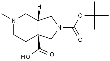 1H-Pyrrolo[3,4-c]pyridine-2,7a-dicarboxylic acid, hexahydro-5-methyl-, 2-(1,1-dimethylethyl) ester, (3aR,7aS)-rel- Structure