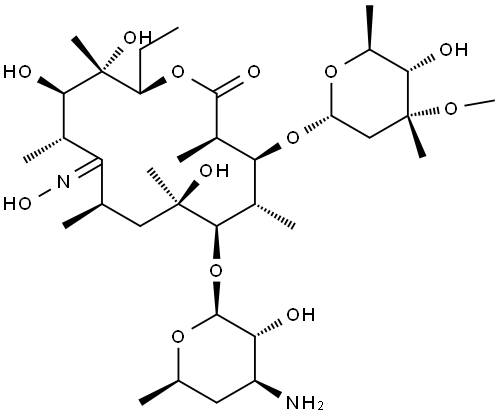 Erythromycin, N,N-didemethyl-, 9-oxime, (9E)- (9CI) Structure