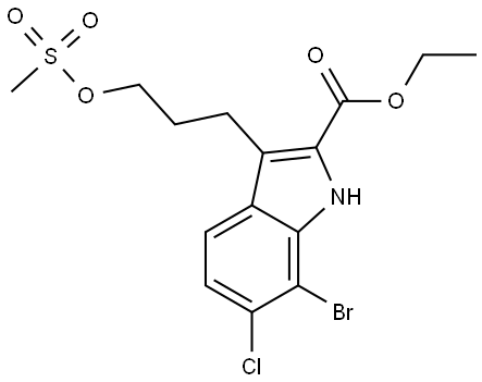 ethyl 7-bromo-6-chloro-3-(3-((methylsulfonyl)oxy)propyl)-1H-indole-2-carboxylate Structure