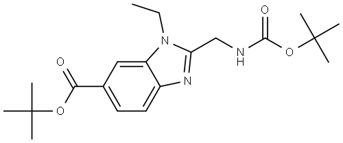 tert-butyl 2-(((tert-butoxycarbonyl)amino)methyl)-1-ethyl-1H-benzo[d]imidazole-6-carboxylate Structure