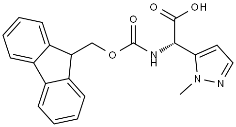 (S)-2-((((9H-fluoren-9-yl)methoxy)carbonyl)amino)-2-(1-methyl-1H-pyrazol-5-yl)acetic acid Structure