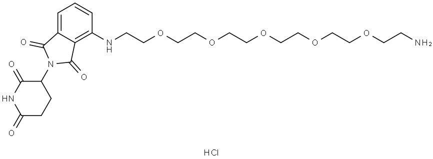 4-((17-amino-3,6,9,12,15-pentaoxaheptadecyl)amino)-2-(2,6-dioxopiperidin-3-yl)isoindoline-1,3-dione hydrochloride Structure