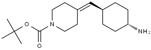 1-Piperidinecarboxylic acid, 4-[(trans-4-aminocyclohexyl)methylene]-, 1,1-dimethylethyl ester Structure