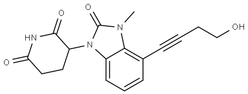 3-[4-(4-hydroxybut-1-ynyl)-3-methyl-2-oxobenzimidazol-1-yl]piperidine-2,6-dione 구조식 이미지