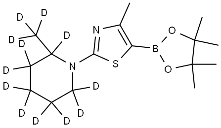 4-methyl-2-(2-(methyl-d3)piperidin-1-yl-2,3,3,4,4,5,5,6,6-d9)-5-(4,4,5,5-tetramethyl-1,3,2-dioxaborolan-2-yl)thiazole Structure