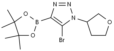 5-bromo-1-(tetrahydrofuran-3-yl)-4-(4,4,5,5-tetramethyl-1,3,2-dioxaborolan-2-yl)-1H-1,2,3-triazole 구조식 이미지