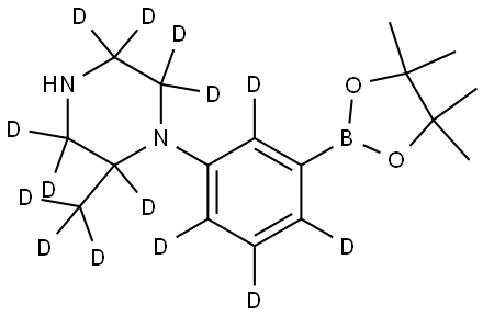2-(methyl-d3)-1-(3-(4,4,5,5-tetramethyl-1,3,2-dioxaborolan-2-yl)phenyl-2,4,5,6-d4)piperazine-2,3,3,5,5,6,6-d7 구조식 이미지