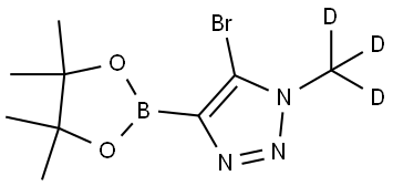 5-bromo-1-(methyl-d3)-4-(4,4,5,5-tetramethyl-1,3,2-dioxaborolan-2-yl)-1H-1,2,3-triazole 구조식 이미지