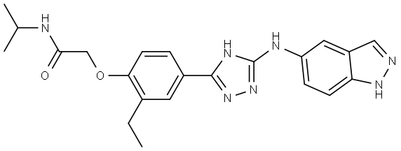 2-(4-(5-((1H-indazol-5-yl)amino)-1H-1,2,4-triazol-3-yl)-2-ethylphenoxy)-N-isopropylacetamide Structure