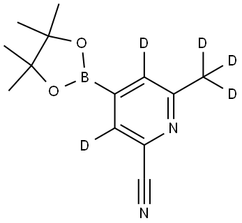 6-(methyl-d3)-4-(4,4,5,5-tetramethyl-1,3,2-dioxaborolan-2-yl)picolinonitrile-3,5-d2 구조식 이미지