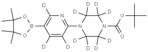 tert-butyl 4-(5-(4,4,5,5-tetramethyl-1,3,2-dioxaborolan-2-yl)pyridin-2-yl-3,4,6-d3)piperazine-1-carboxylate-2,2,3,3,5,5,6,6-d8 Structure