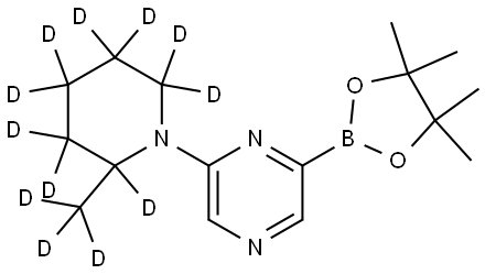 2-(2-(methyl-d3)piperidin-1-yl-2,3,3,4,4,5,5,6,6-d9)-6-(4,4,5,5-tetramethyl-1,3,2-dioxaborolan-2-yl)pyrazine 구조식 이미지