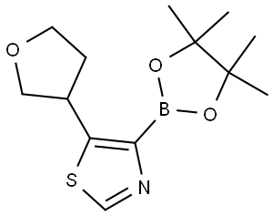 5-(tetrahydrofuran-3-yl)-4-(4,4,5,5-tetramethyl-1,3,2-dioxaborolan-2-yl)thiazole 구조식 이미지