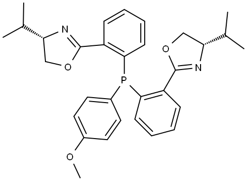 (4S,4′S)-2,2′-[[(4-Methoxyphenyl)phosphinidene]di-2,1-phenylene]bis[4,5-dihydro-4-(1-methylethyl)oxazole] Structure