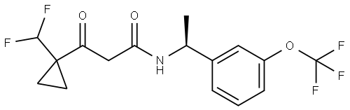 (S)-3-(1-(difluoromethyl)cyclopropyl)-3-oxo-N-(1-(3-(trifluoromethoxy)phenyl)ethyl)propanamide Structure