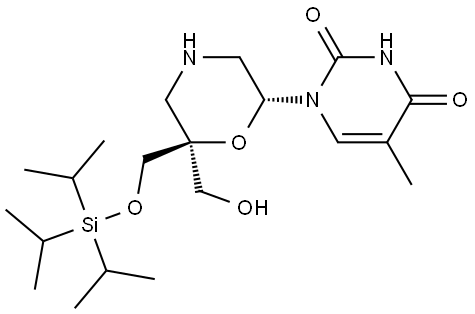 1-[(2R,6S)-6-(hydroxymethyl)-6-{[(tris(propan-2-yl)silyl)oxy]methyl}morpholin-2-yl]-5-methyl-1,2,3,4-tetrahydropyrimidine-2,4-dione Structure