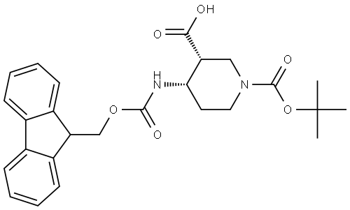 (3R,4S)-1-Boc-4-Fmoc-amino-piperidine-3-carboxylic acid Structure