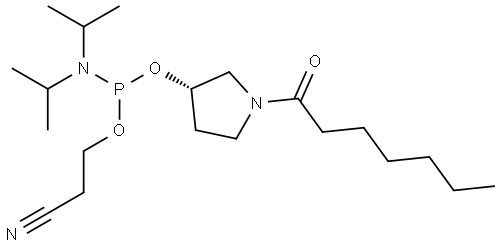 2-cyanoethyl ((S)-1-heptanoylpyrrolidin-3-yl) diisopropylphosphoramidite Structure