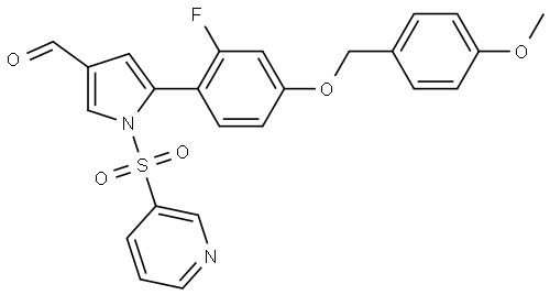 5-(2-fluoro-4-((4-methoxybenzyl)oxy)phenyl)-1-(pyridin-3-ylsulfonyl)-1H-pyrrole-3-carbaldehyde Structure