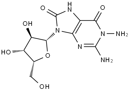 1-Amino-7,8-dihydro-8-oxo-9-(beta-D-xylofuranosyl) guanine Structure