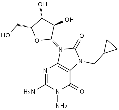 1-Amino-7-cyclopropylmethyl-7,8-dihydro-8-oxo-9-
(beta-D-xylofuranosyl)guanine Structure