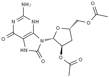 3’-Deoxy-2’,5’-di-O-acetyl-8-hydroxyguanosine Structure