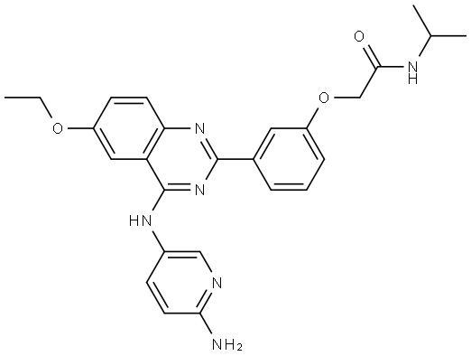 2-[3-[4-[(6-amino-3-pyridyl)amino]-6-ethoxy-quinazolin-2-yl]phenoxy]-N-isopropyl-acetamide Structure