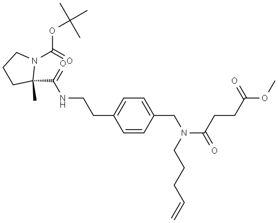 1-Pyrrolidinecarboxylic acid, 2-[[[2-[4-[[(4-methoxy-1,4-dioxobutyl)-4-penten-1-ylamino]methyl]phenyl]ethyl]amino]carbonyl]-2-methyl-, 1,1-dimethylethyl ester, (2S)- Structure