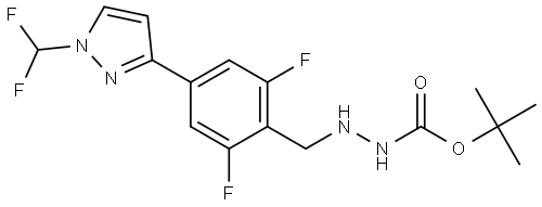 tert-butyl 2-(4-(1-(difluoromethyl)-1H-pyrazol-3-yl)-2,6-difluorobenzyl)hydrazine-1-carboxylate Structure