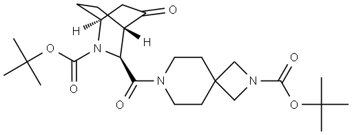 tert-butyl 7-[(1S,3S,4S)-2-(tert-butoxycarbonyl)-5-oxo-2-azabicyclo[2.2.2]octane-3-carbonyl]-2,7-diazaspiro[3.5]nonane-2-carboxylate Structure