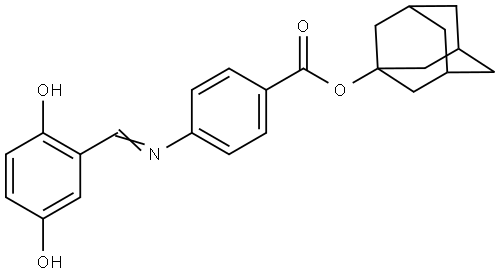 Benzoic acid, 4-[[(2,5-dihydroxyphenyl)methylene]amino]-, tricyclo[3.3.1.13,7]dec-1-yl ester Structure