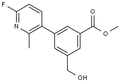 Benzoic acid, 3-(6-fluoro-2-methyl-3-pyridinyl)-5-(hydroxymethyl)-, methyl ester Structure