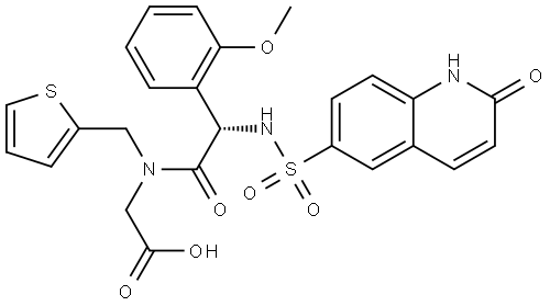 ProductEnglishName:(S)-N-(2-(2-Methoxyphenyl)-2-((2-oxo-1,2-dihydroquinoline)-6-sulfonamido)acetyl)-N-(thiophen-2-ylmethyl)glycine Structure