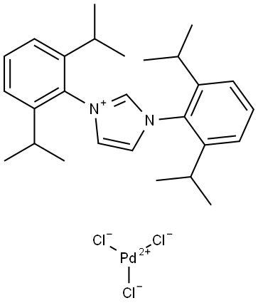 1H-Imidazolium,1,3-bis[2,6-bis(1-methylethyl)phenyl]-, pentachloropalladate(1-) (1:1) (ACI) Structure