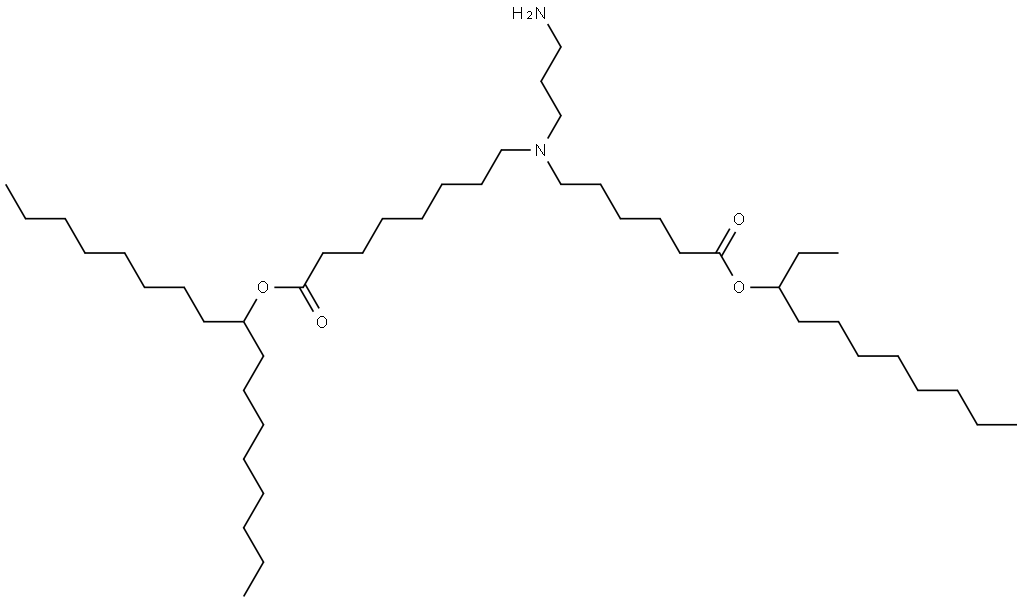 heptadecan-9-yl 8-((3-aminopropyl)(6-oxo-6-(undecan-3-yloxy)hexyl)amino)octanoate Structure