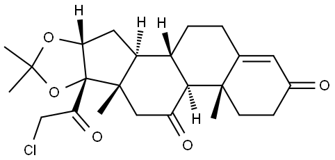 Pregn-4-ene-3,11,20-trione, 21-chloro-16,17-[(1-methylethyl)bis(oxy)]-, (16α)- Structure