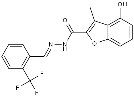 4-Hydroxy-3-methyl-2-benzofurancarboxylic acid (2E)-2-[[2-(trifuoromethyl)pheny. Structure