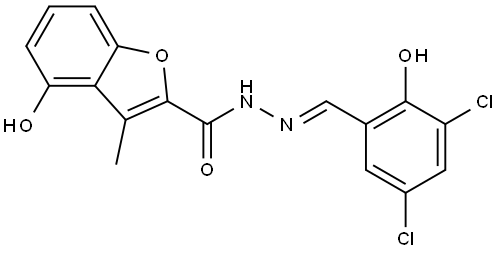 4-Hydroxy-3-methyl-2-benzofurancarboxylic acid (2E)-2-[(3,5-dichloro-2-hydroxyph... Structure