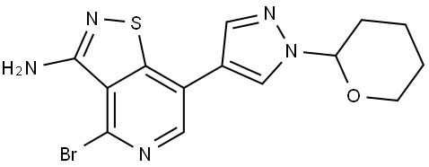 4-bromo-7-(1-(tetrahydro-2H-pyran-2-yl)-1H-pyrazol-4-yl)isothiazolo[4,5-c]pyridin-3-amine Structure
