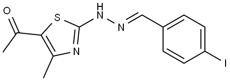 Benzaldehyde, 4-iodo-, 2-(5-acetyl-4-methyl-2-thiazolyl)hydrazone, [C(E)]- Structure