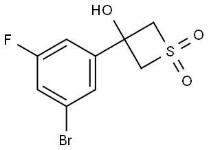 3-Thietanol, 3-(3-bromo-5-fluorophenyl)-, 1,1-dioxide Structure