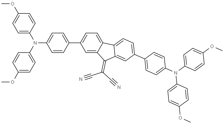 2-(2,7-bis(4-(bis(4-methoxyphenyl)amino)phenyl)-9H-fluoren-9-ylidene)malononitrile Structure