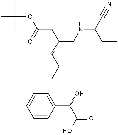 Hexanoic acid, 3-[[(1-cyanopropyl)amino]methyl]-, (3R)-, 1,1-dimethylethyl ester, compd. with (αS)-α-hydroxybenzeneacetate (1:1) Structure