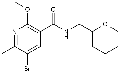 5-Bromo-2-methoxy-6-methyl-N-[(tetrahydro-2H-pyran-2-yl)methyl]-3-pyridinecar... 구조식 이미지