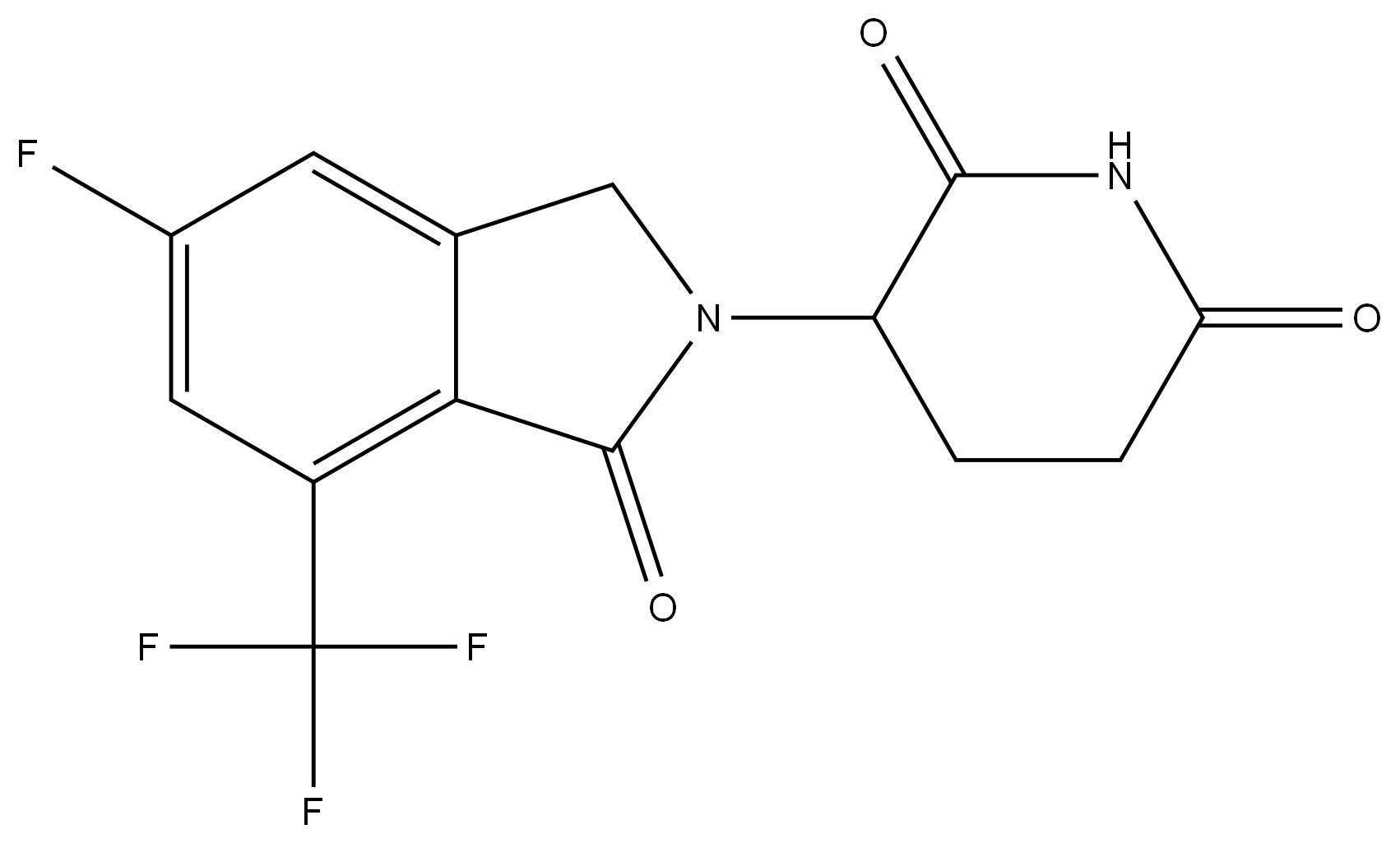 3-(5-fluoro-1-oxo-7-(trifluoromethyl)isoindolin-2-yl)piperidine-2,6-dione Structure
