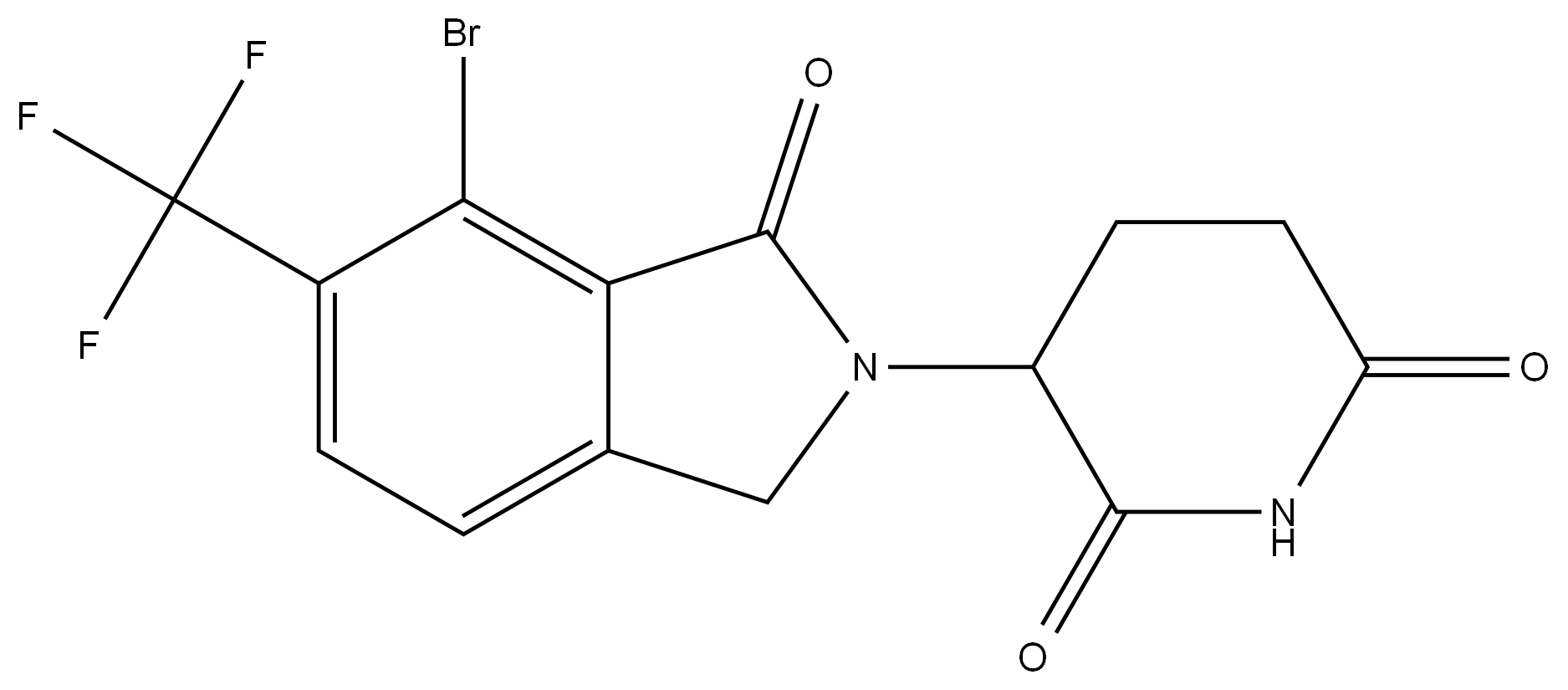3-(7-bromo-1-oxo-6-(trifluoromethyl)isoindolin-2-yl)piperidine-2,6-dione 구조식 이미지