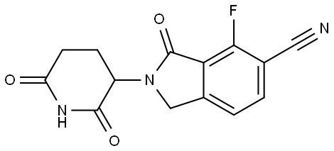 2-(2,6-dioxopiperidin-3-yl)-4-fluoro-3-oxoisoindoline-5-carbonitrile Structure