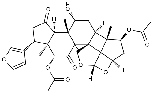 4H-2,4a-(Epoxymethano)-1,4-ethanocyclopenta[5,6]naphtho[1,2-c]pyran-5,9(2H,4bH)-dione, 6,15-bis(acetyloxy)-7-(3-furanyl)decahydro-10-hydroxy-1,6a,9b-trimethyl-, (1R,2S,4R,4aS,4bS,6R,6aS,7S,9aS,9bS,10R,11aR,15S)- (9CI) Structure