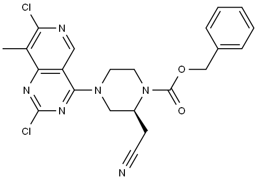 benzyl (2S)-2-(cyanomethyl)-4-(2,7-dichloro-8-methylpyrido[4,3-d]pyrimidin-4-yl)piperazine-1-carboxylate Structure